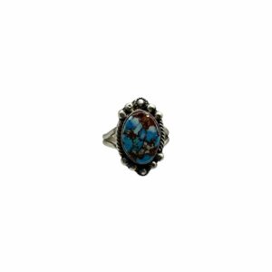 S. Cook Sterling Silver & Golden Hills Turquoise Split Shank Ring - Sz. 8.5