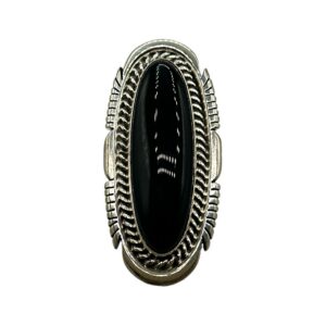 Tom Lewis Sterling Silver & Onyx Split Shank Ring - Sz. 11.5