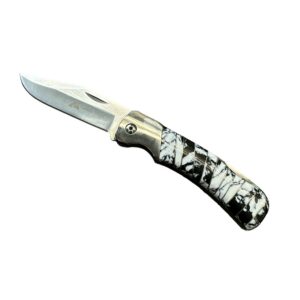 Liner Lock Folding Pocket Knife w/ White Buffalo Handle