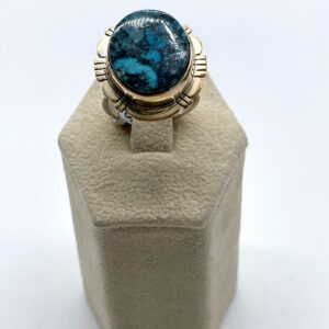 Navajo Sterling Silver & Bisbee Turquoise Split Shank Ring