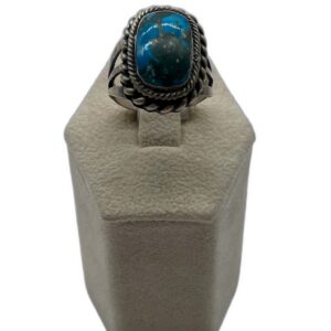 Navajo Sterling Silver & Sunnyside Turquoise Tri Split Shank Ring