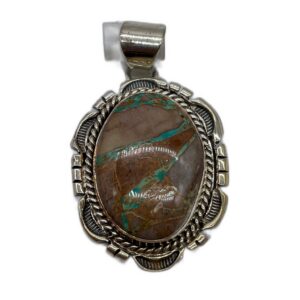 Boulder Turquoise Oval Sterling Silver Pendant