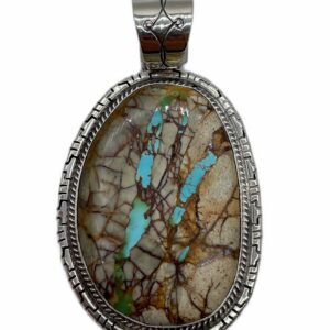 Large Boulder Turquoise Sterling Silver Pendant