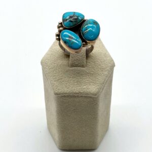 Navajo Sterling Silver & Sonoran Gold Turquoise Split Shank Cluster Ring