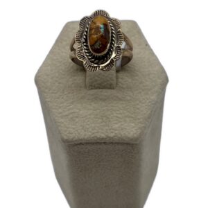 Navajo Sterling Silver & Boulder Turquoise Split Shank Ring