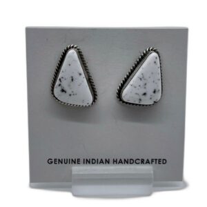 Navajo Sterling Silver & White Buffalo Triangle Earrings