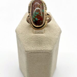 Navajo Sterling Silver & Boulder Turquoise Split Shank Ring