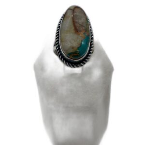 Navajo Sterling Silver & Boulder Turquoise Split Shank Ring