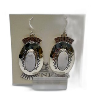 Navajo Sterling Silver & White Buffalo Silver Dangle Earrings