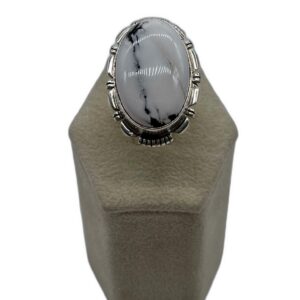 Sterling Silver & Oval White Buffalo Split Shank Ring