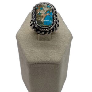 Navajo Sterling Silver & Royston Turquoise Tri-Shank Ring