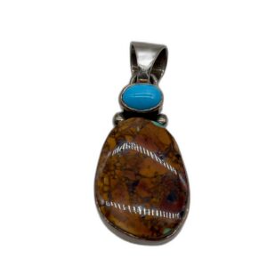 Boulder Turquoise & Sleeping Beauty Sterling Silver Pendant