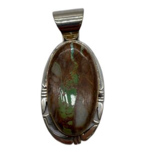 Oval Boulder Turquoise Silver Pendant