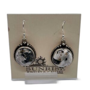 Navajo Sterling Silver & White Buffalo Silver Dangle Earrings
