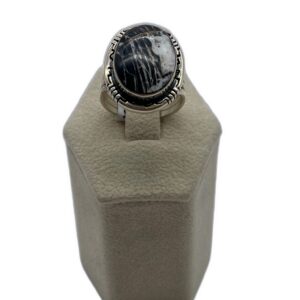 Navajo Sterling Silver & White Buffalo Tri-Split Shank Ring