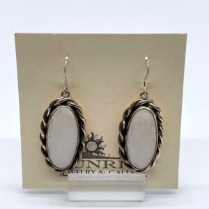 Sterling Silver & White Buffalo Oval Dangle Earrings