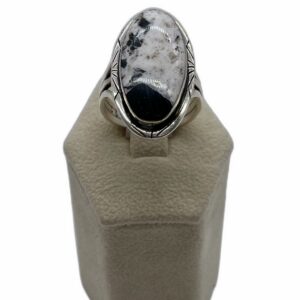 Navajo Sterling Silver & White Buffalo Tri-Split Shank Ring