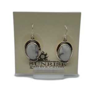 Sterling Silver & White Buffalo Oval Dangle Earrings