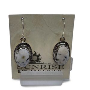 Sterling Silver & White Buffalo Oval Dangle Earrings