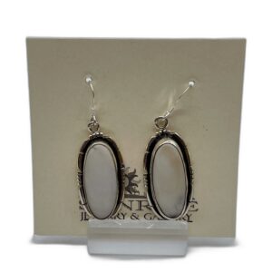 Sterling Silver & White Buffalo Oval Dangle Earrings