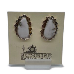 Sterling Silver & White Buffalo Oval Earrings