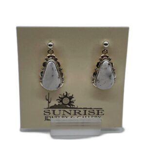 Sterling Silver & White Buffalo Pear Shape Dangle Earrings