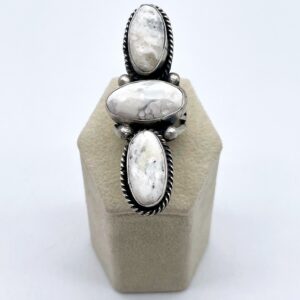 Navajo Sterling Silver & White Buffalo Quad Split Shank Ring