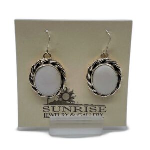 Sterling Silver & White Buffalo Oval Dangle Earrings