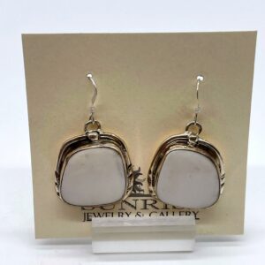 Sterling Silver & White Buffalo Square Dangle Earrings