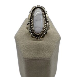 Navajo Sterling Silver & White Buffalo Split Shank Ring