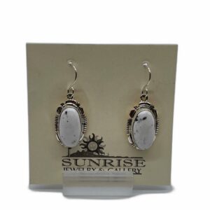 Sterling Silver & White Buffalo Oval Dangle Earrings