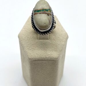 Navajo Sterling Silver & Boulder Turquoise Split Shank Ring