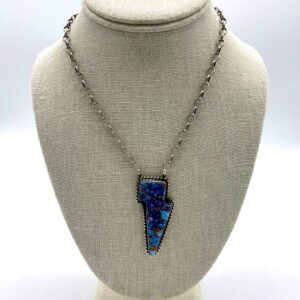 Navajo Sterling Silver & Mojave Purple Turquoise Inlay Pendant Necklace