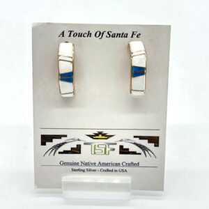 A Touch Of Santa Fe Sterling Silver, Turquoise, & White Buffalo J-Hoop Earrings
