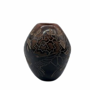 Santa Clara Blackware Carved Pottery Vase