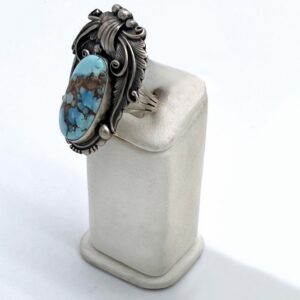Navajo Sterling Silver & Golden Hills Turquoise Quad-Shank Ring