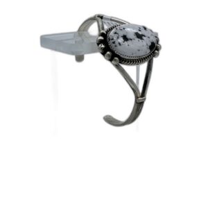 Navajo Sterling Silver & White Buffalo Split Shank Cuff Bracelet