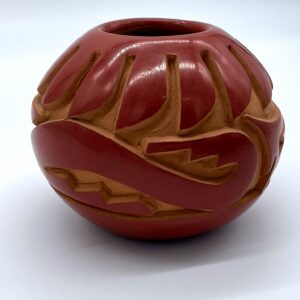 Santa Clara Red Clay Carved Pottery Vase
