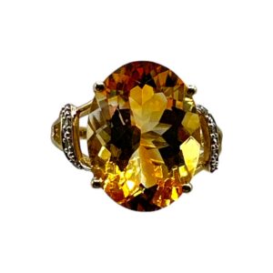 10K Yellow Gold Green & Citrine Split Shank Ring - Sz. 6.5
