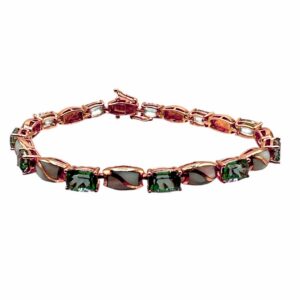 14K Rose Gold, Mystic Topaz, & MOP Channel Inlay Link Bracelet
