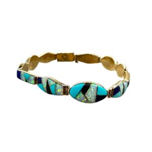 14K Yellow Gold & Multi-Stone Channel Inlay Link Bracelet