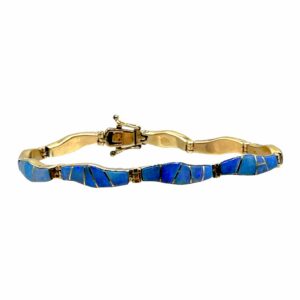14K Yellow Gold & Natural Opal Channel Inlay Link Bracelet