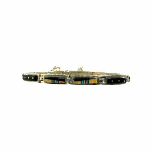A Touch of Santa Fe Sterling Silver & Multi-Stone Inlay Link Bracelet