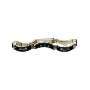 A Touch of Santa Fe Sterling Silver Multi-Stone Inlay Wave Link Bracelet