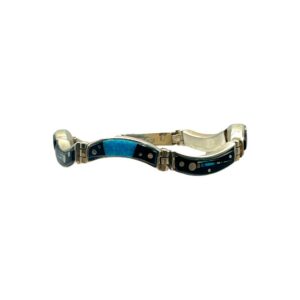 A Touch of Santa Fe Sterling Silver Multi-Stone Inlay Wave Link Bracelet