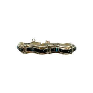 A Touch of Santa Fe Sterling Silver Multi-Stone Inlay Wave Link Bracelet