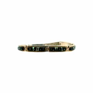 A Touch of Santa Fe Sterling Silver & Multi-Stone Inlay Link Bracelet