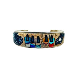 Fred Begay Sterling Silver Multi-Stone Inlay Cuff Bracelet