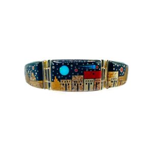 Fred Begay Sterling Silver Multi-Stone Inlay Link Bracelet