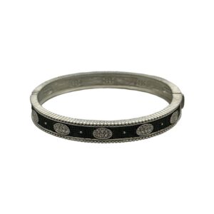 Freida Rothman Sterling Silver & Black Rhodium Oval Eternity Hinged Bangle Bracelet